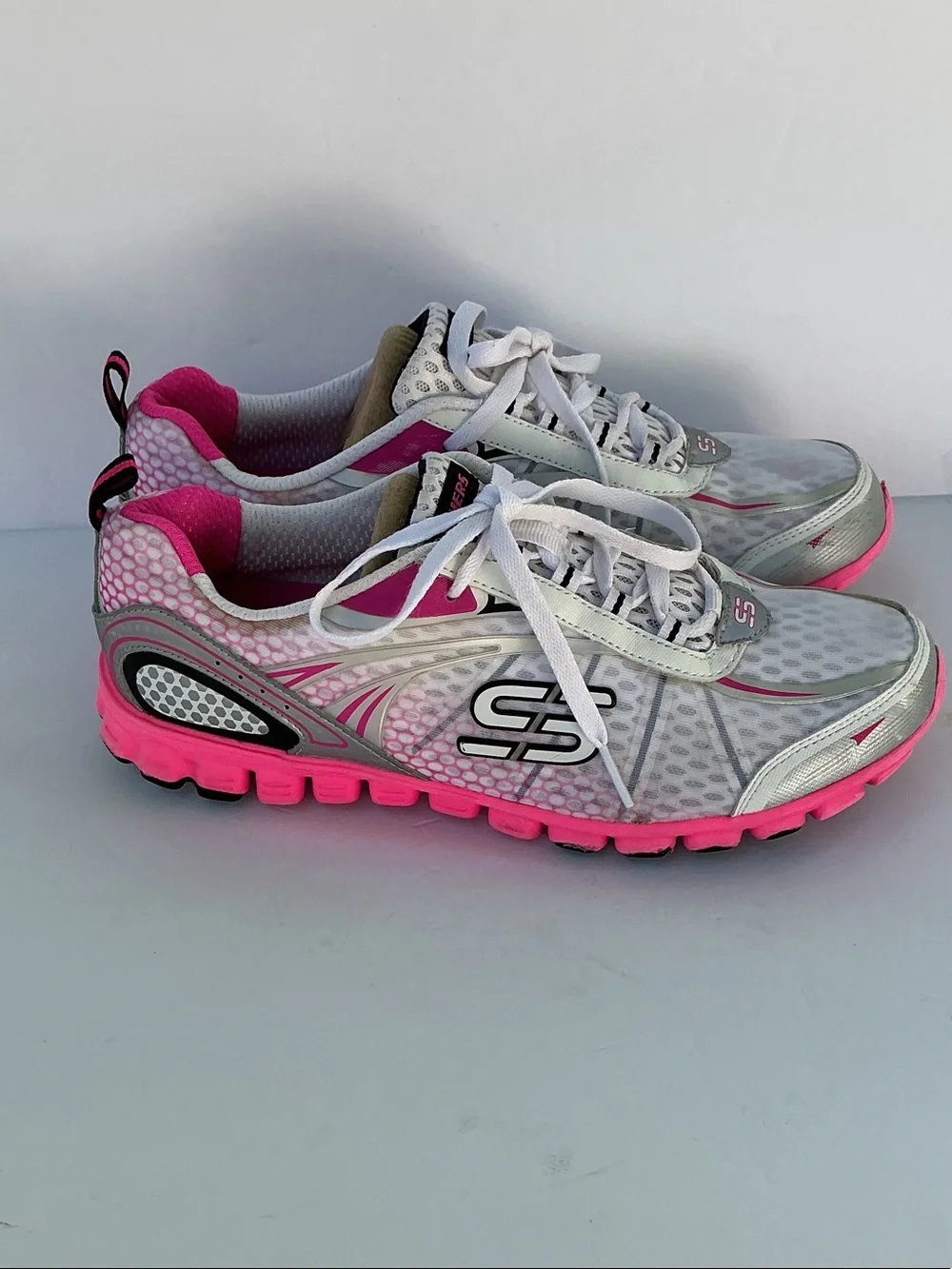 Skechers White and Hot Pink Women's Running Shoes
